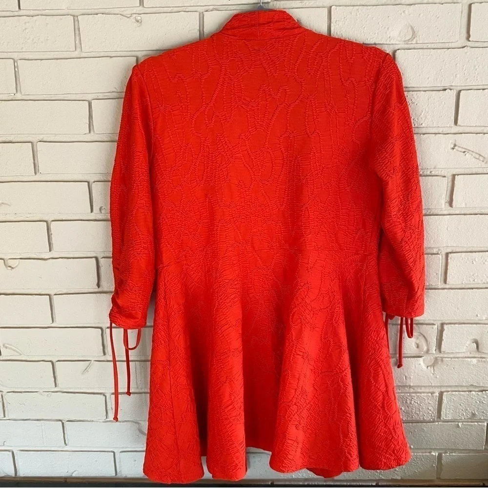 Joseph Ribkoff Women’s Red 3/4 Sleeve Open Ruched/Gathered Detail Jacket Sz 4 - Picture 4 of 7